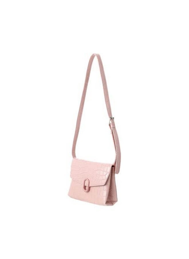 Miniso MINISO Stone Pattern Crossbody Bag with Flap and O Shaped Decoration (Pink) 
