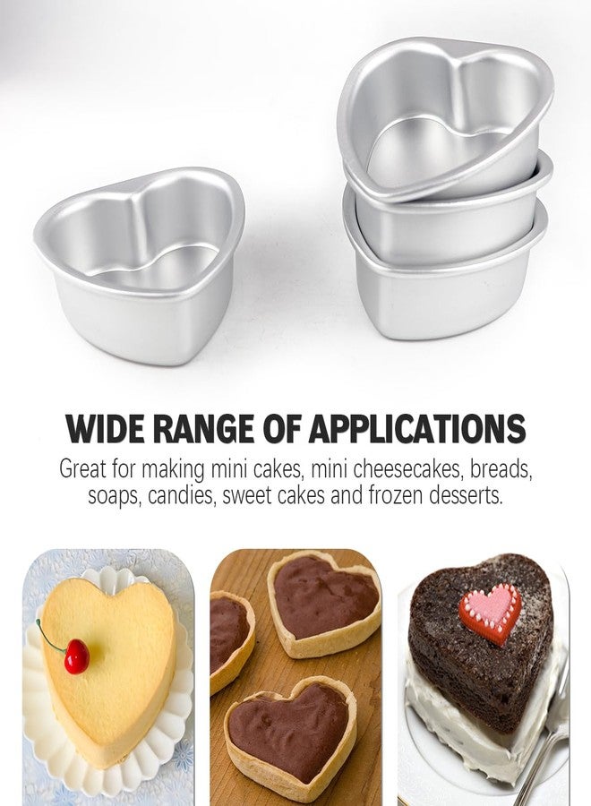 DOERDO DD DOERDO 4Pcs Heart Shaped Cake Pans 4inch Non-Stick Cake Mold Aluminum Pans With Removable Bottom for Anniversary, Birthday, Valentine'S Day, 4.1x4.3x1.4 Inch - Image 5