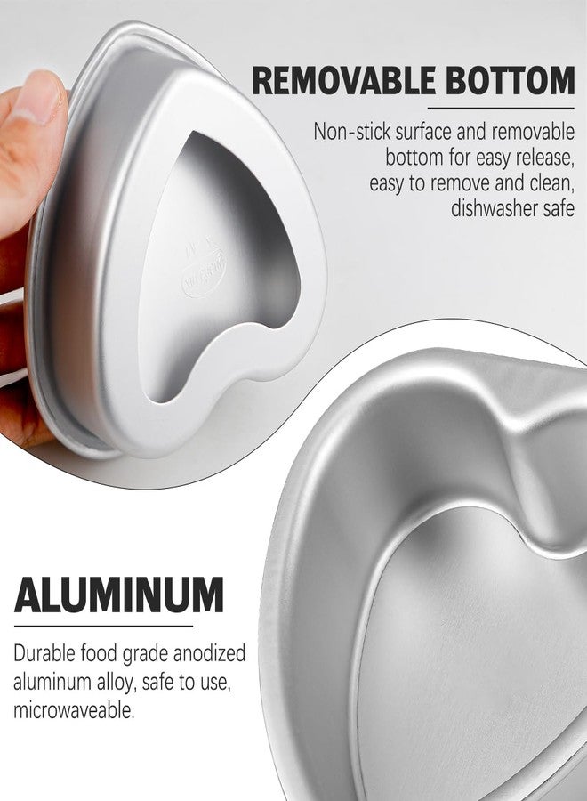 DOERDO DD DOERDO 4Pcs Heart Shaped Cake Pans 4inch Non-Stick Cake Mold Aluminum Pans With Removable Bottom for Anniversary, Birthday, Valentine'S Day, 4.1x4.3x1.4 Inch - Image 3