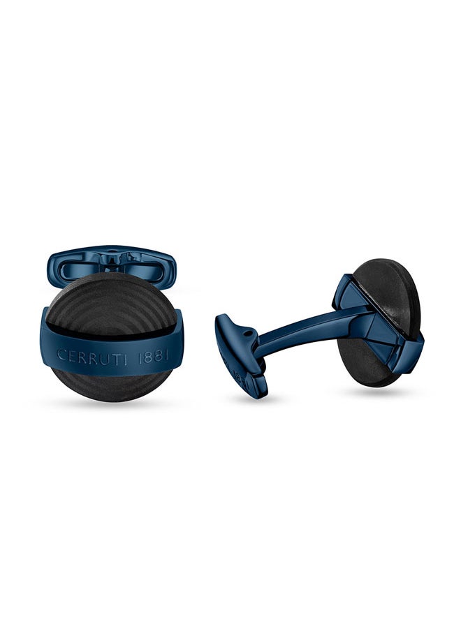 CERRUTI 1881 Genovese Black and Blue Forged Carbon Trendy Cufflinks for Men  - Image 3