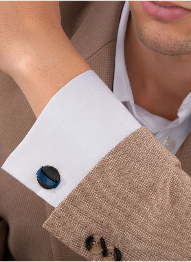 CERRUTI 1881 Genovese Black and Blue Forged Carbon Trendy Cufflinks for Men  - Image 4