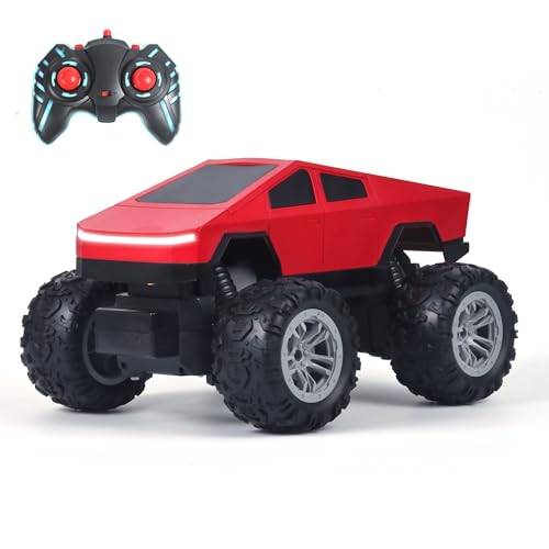 Popsugar Off Roader Rechargeable Remote Control Car | RC Car Monster Truck | 4 Headlight Modes | Lithium Battery | C-Type Charging | 2.4GHz Remote Controller | Made in India, Red - Image 1