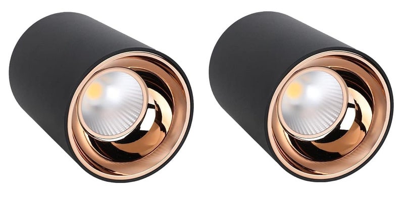 Mufasa 6 Watts Black Body LED Round Surface Cylinder Light Cylindrical Shape Indoor Ceiling Mounted Spot Light Down Light Aluminium Body (7Cm Height) (Warm White) (Pack of 2) - Image 1