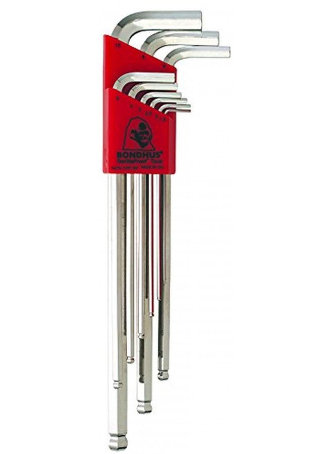 Bondhus 17099 Set of 9 Balldriver L-wrenches with BriteGuard Finish, Extra Long Length, sizes 1.5-10mm