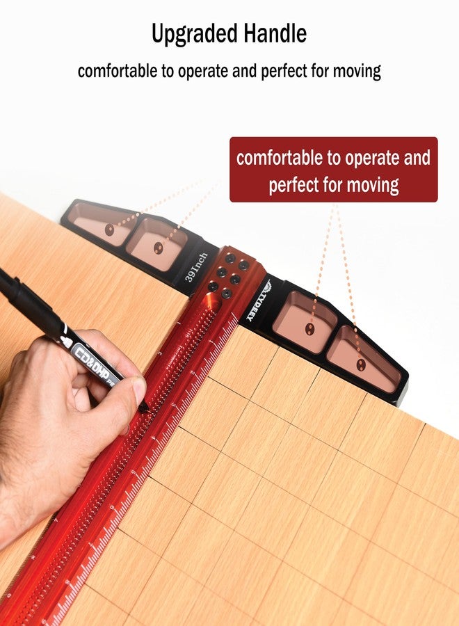 TYDEEY 12, 24, 31, 39 in Precision Ruler Square T-Shaped Woodworking Scriber Measuring Tool, Aluminum Alloy Architect Ruler for Carpenter Work, T Type Wood Layout and Measuring Tools (39 Inch) - Image 3