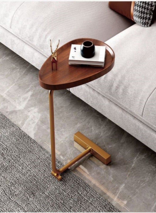 MIXDE C-Shaped Side Table, Coffee Table, End Table Under Sofa Living Room Table Snack Laptop Holder Stable Metal Frame for Bedroom Office Sofa Bed Side Table, Easy to assemble (White&Wood) - Image 1