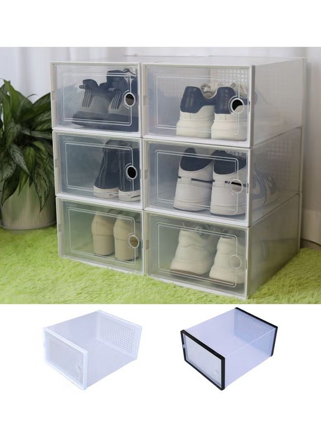 12 Pack Plastic Stackable Shoe Box Organizer, White - Image 2