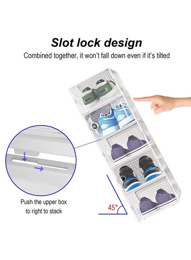 12 Pack Plastic Stackable Shoe Box Organizer, White - Image 4