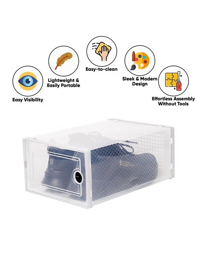 12 Pack Plastic Stackable Shoe Box Organizer, White - Image 5