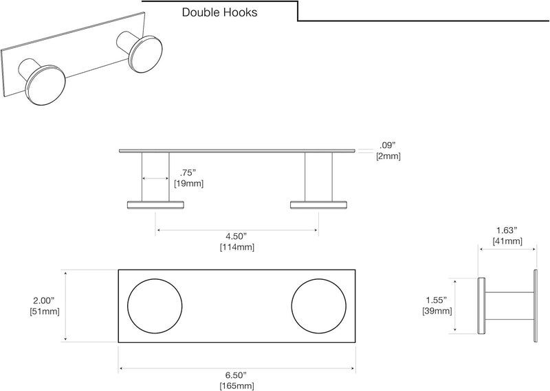 Gatco 1284SN Glamour 2 Hook Double Robe Hook Wall Mounted Hook for Bathroom Towels Robes Coats 65 Inch Mounting Base Satin Nickel - Image 5