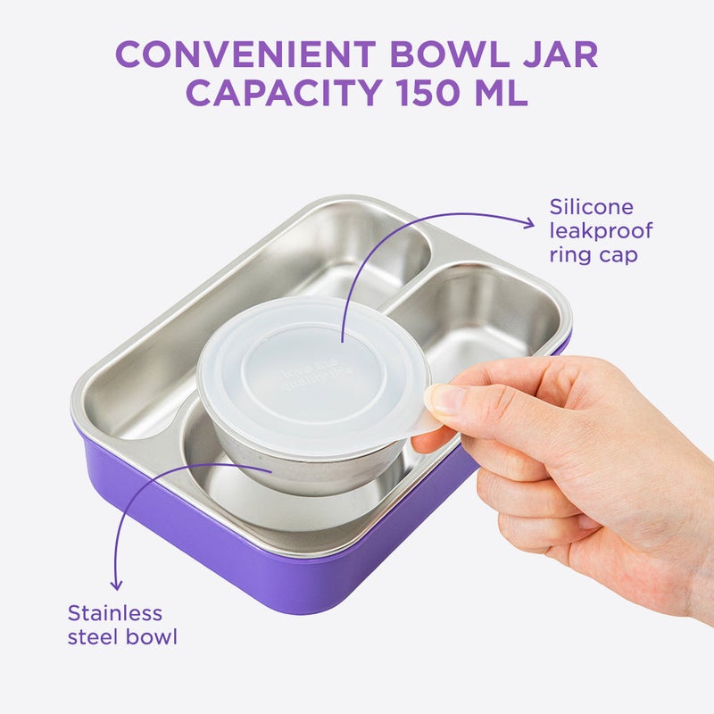 Hydrobrew Steel Core Lunch Box 750ml + 150ml Food Jar w/ cutlery, Stainless Steel, Leakproof - BERRY CREAM - Image 3
