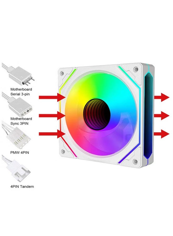 120mm PC Case Cooler Fan, ARGB 5V 3-Pin and 4-Pin PWM Silent Computer Fan, Infinite Space Lighting Effects - Image 1