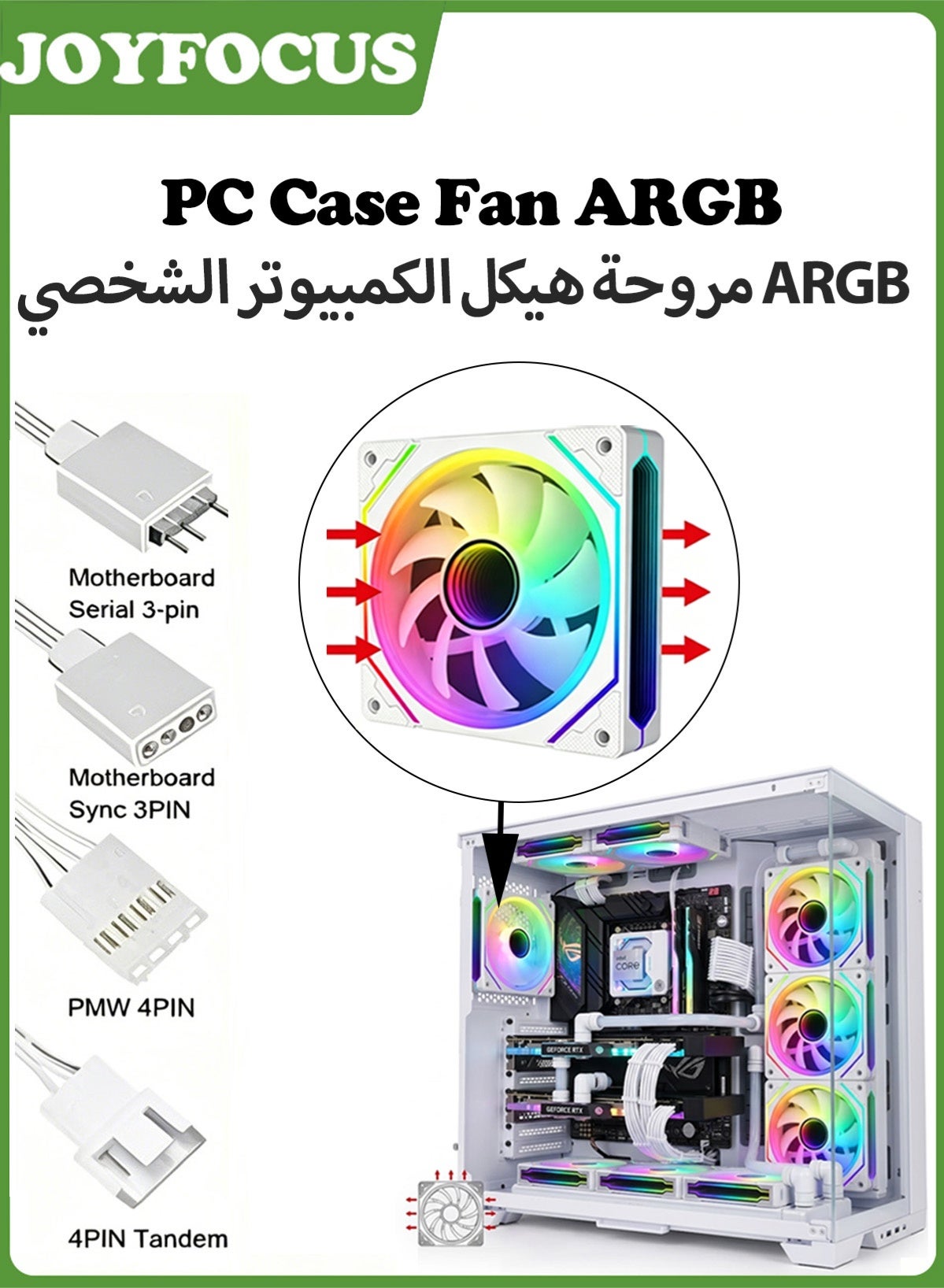 JOYFOCUS JOYFOCUS Pc Case Cooler Fan 120 MM Z47CA72CC54470BA60D42Z