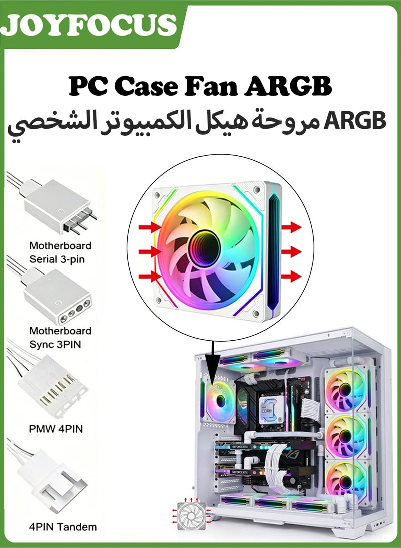 جوي فوكس مروحة تبريد علبة الكمبيوتر 120 مم، مروحة ARGB 5V 3-Pin و4-PWM صامتة، تأثيرات إضاءة مساحة لا نهائية - Image 1