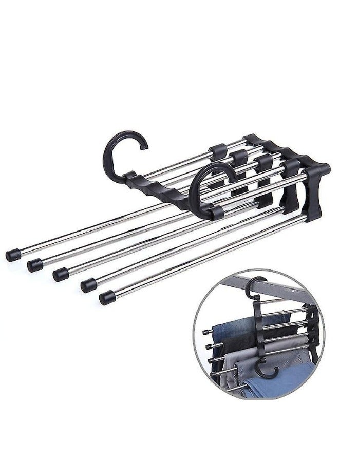 5 in 1 Pants Rack Hangers Space Saving Stainless Steel Steel Pack of 1 Hangers Trousers - Image 5