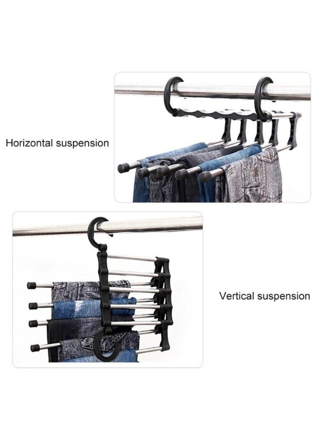 5 in 1 Pants Rack Hangers Space Saving Stainless Steel Steel Pack of 1 Hangers Trousers - Image 4