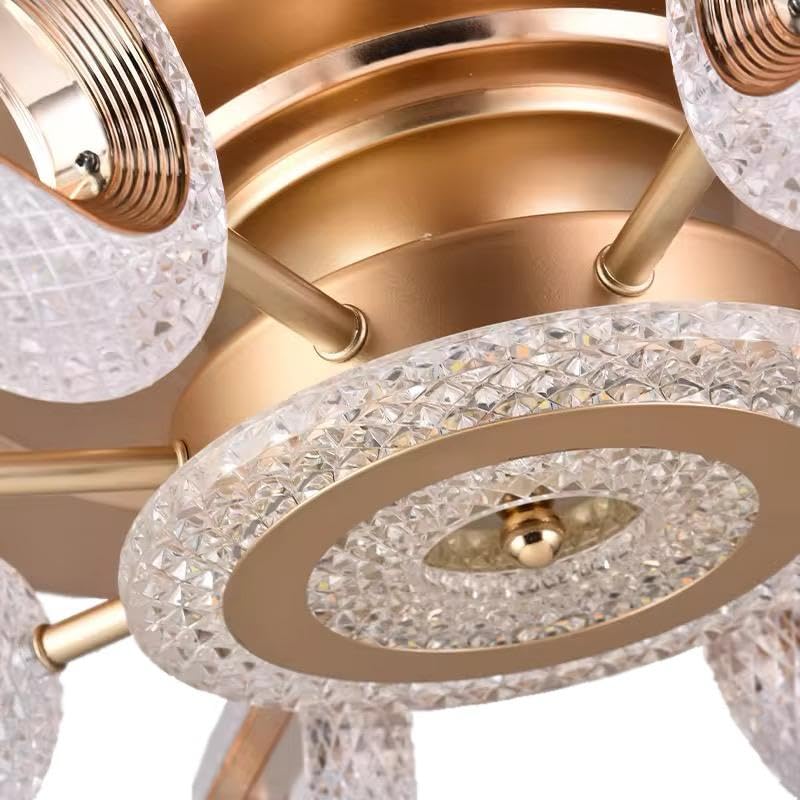 BLISSBELLS Modern LED Ceiling Fan with Crystal Light Gold Flower Design Retractable Blades Remote Control Dragonfly Wings Style Chandelier - Image 5
