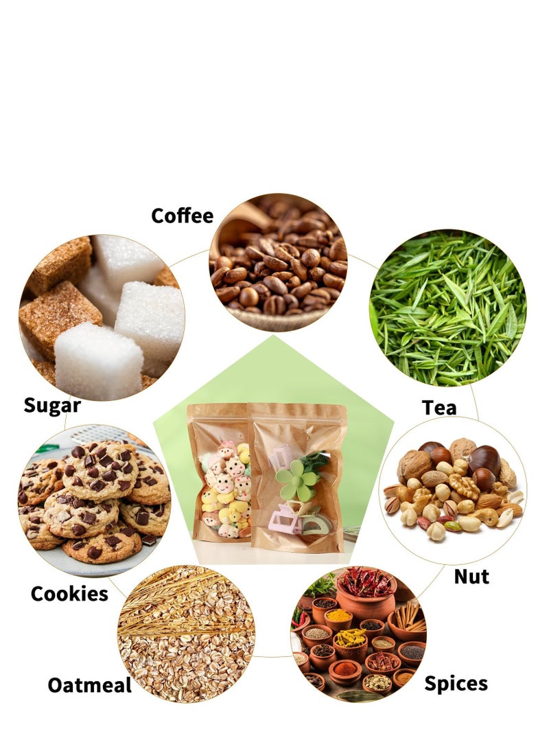 SYOSI أكياس ورقية كرافت مع نافذة شفافة، 100 قطعة أكياس طعام ورقية، أكياس غداء ورقية، 4" × 6" أكياس صغيرة قائمة، لتخزين الطعام للأعمال الصغيرة - Image 3