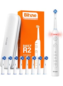 Bitvae Bitvae R2 Rotating Electric Toothbrush for Adults with 8 Brush Heads, Travel Case, 5 Modes Rechargeable Power Toothbrush with Pressure Sensor, 3 Hours Fast Charge for 30 Days  - Image 1