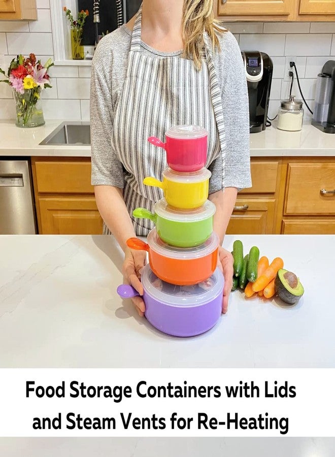 إيفلوتس أوعية إيفيلوتس آمنة للاستخدام في الميكروويف والفريزر - طقم من 10 قطع - بأغطية ومقابض مزودة بفتحات تهوية - أوعية شوربة، رامين، أدوات طهي، حاويات طعام آمنة للاستخدام في الميكروويف - بلاستيك خالٍ من مادة BPA - Image 3