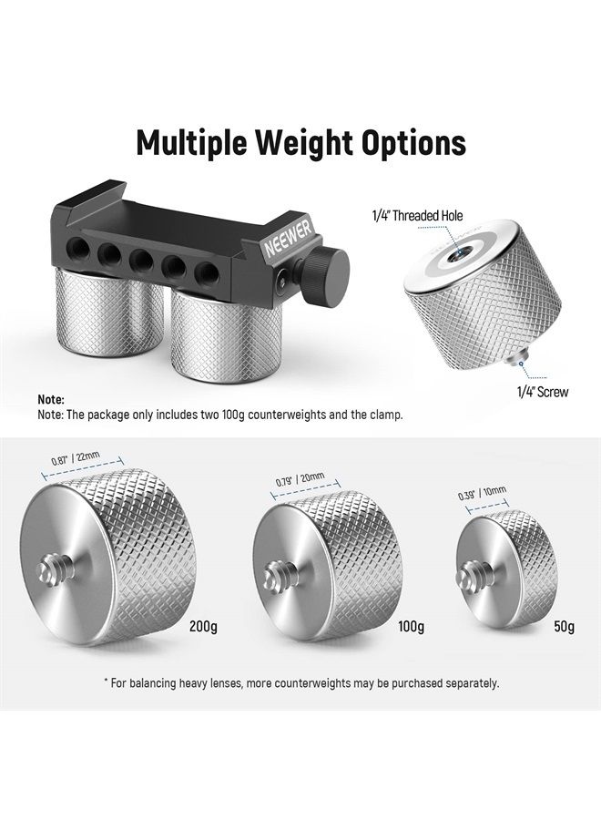 NEEWER Gimbal Counterweights and Clamp Kit, Compatible with DJI Ronin RS3 Pro/RS3/RS2/RSC2/ZHIYUN Crane 2S/3S/Weebill S/Moza Air 2/AirCross 2 for Balancing Long Lenses (GA001) - Image 5