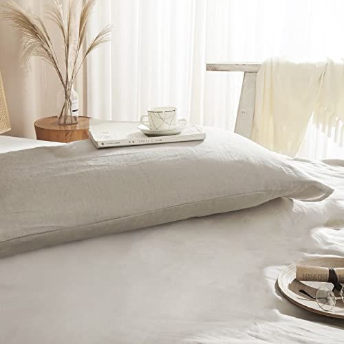 HYPREST 100 French Linen Body Pillow Cover 20x54 Body Pillow Cover Cooling Super Soft Breathable MoistureAbsorbing Stone Washed Flax Linen Pillowcase for Body Pillow Envelope Design
