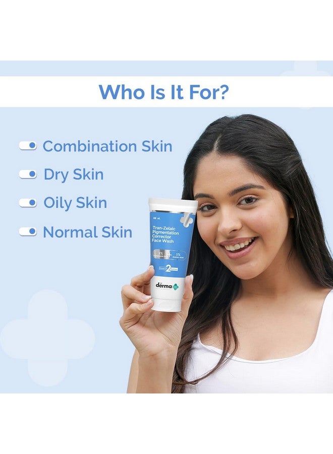 THE derma Co Tran-Zelaic Pigmentation Corrector Face Wash |With 1% Tranexamic Acid And 1% Azelaic Acid| Treats Hyperpigmentation And Unclogs Pores|All Skin Types |Power Of 2 Actives-80Ml - Image 4