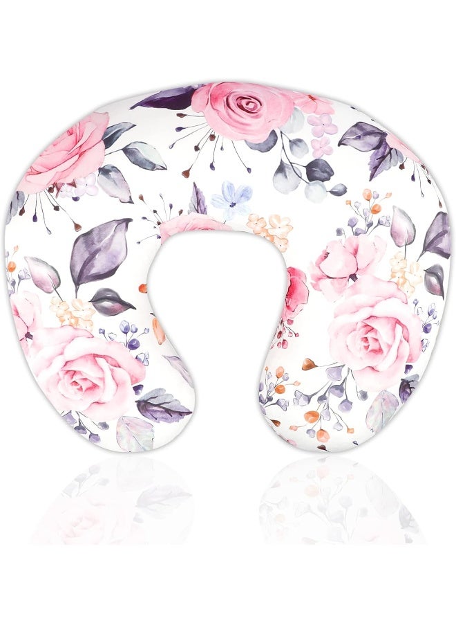 Pea Pod Pea Pod Nursing Pillow Cover Breastfeeding Pillow Slipcover for Moms Soft Breathable Organic Knit Fabric Newborn Infant Feeding Pillow Covers for Baby Girl Boy, Stylish Floral  - Image 1