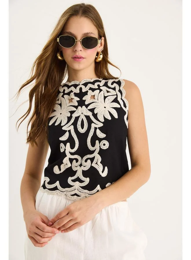 جينجر بلوزة بوهيمية مفتوحة أحادية اللون