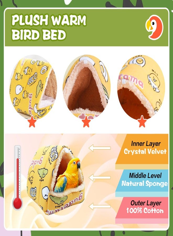 SUSOO Plush Warm Bird Bed - Hanging Bird Nest Snuggle Velvet Shed Tent Cage Fluffy Hut Winter Sleeping Hideaway Hammock House for Parrot Parakeet Conure Cockatiel Budgies Lovebird (Yellow, L) - Image 3