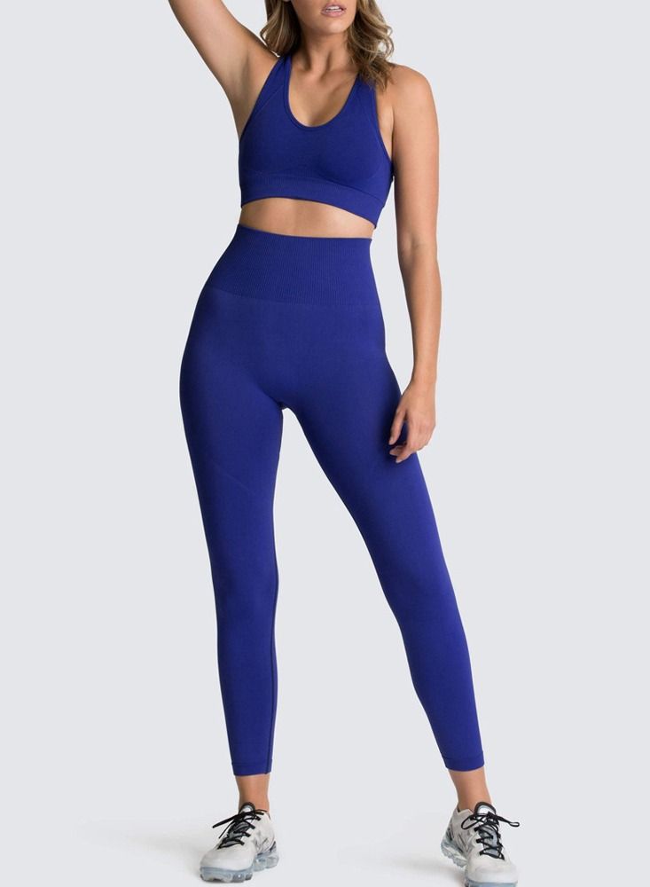 Loquat Yoga Tight Fitting Stretch Soft Sets Blue - Image 1