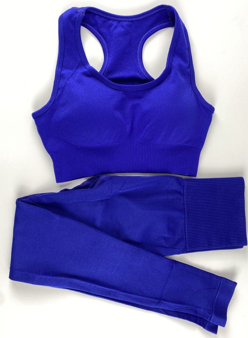 Loquat Yoga Tight Fitting Stretch Soft Sets Blue - Image 2