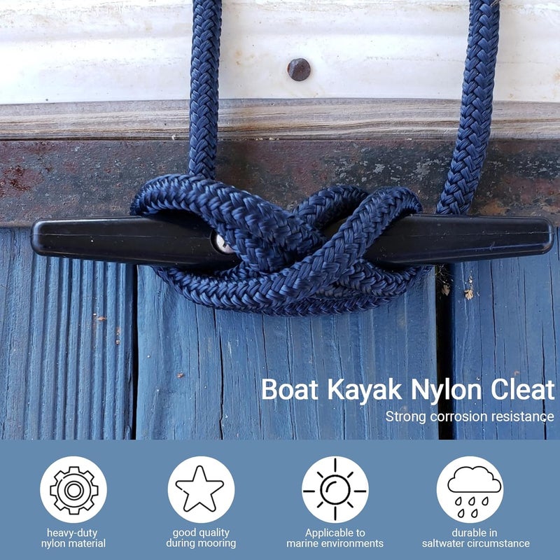 Trafu Boat Cleat Black Nylon Dock Cleat Kayak Cleat,3inch,4 inch,5 inch,6 inch,8 inch,4pack with Fasteners - Image 3