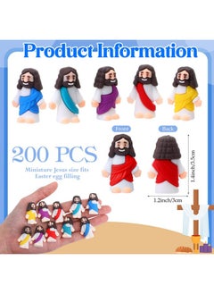 Bememo 200 Pcs Mini Jesus Figurines Bulk Easter Jesus Toys Christ Savior Jesus Doll Gifts Supplies Religious Party Favors For Sunday Easter Eggs Stuffers Baptism Gift (Multicolor)  - Image 2