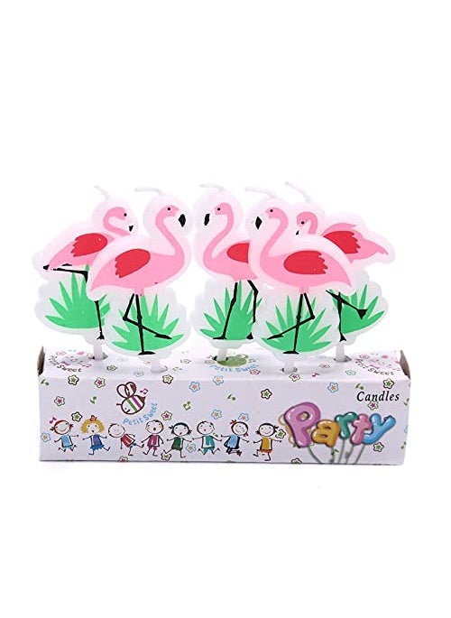 Funcart Funcart Pink Green Flamingo Cake Topper Candle5pcsPack  - Image 1