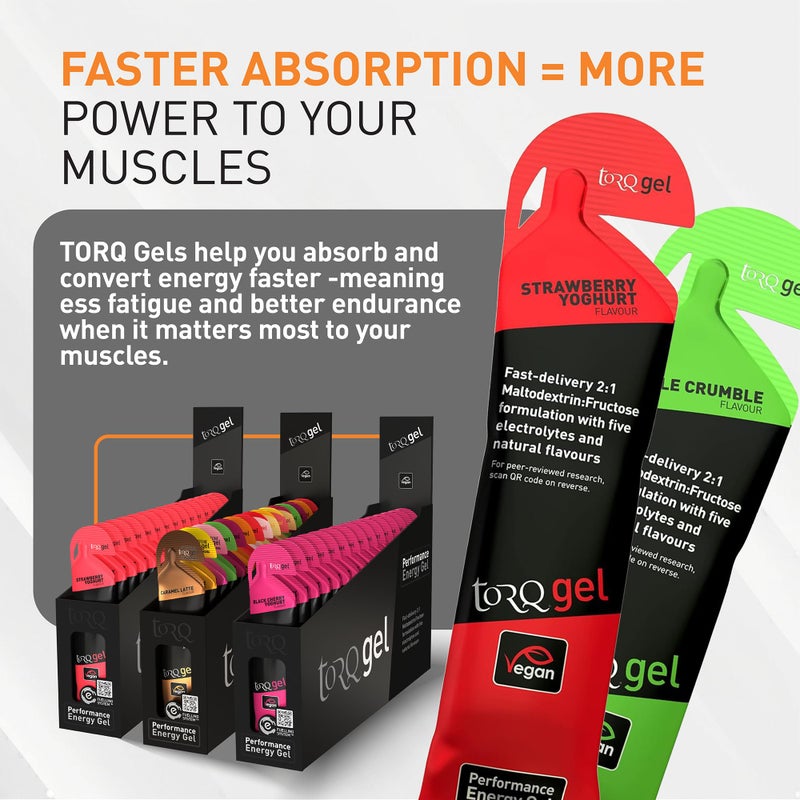 TORQ Running Gels with Electrolytes - 2:1 Maltodextrin: Fructose for Endurance Sports & Optimal Performance | Energy Gels for Running, Cycling & Marathons - 30g Carbs Per Gel | Apple Crumble 15 - Image 3