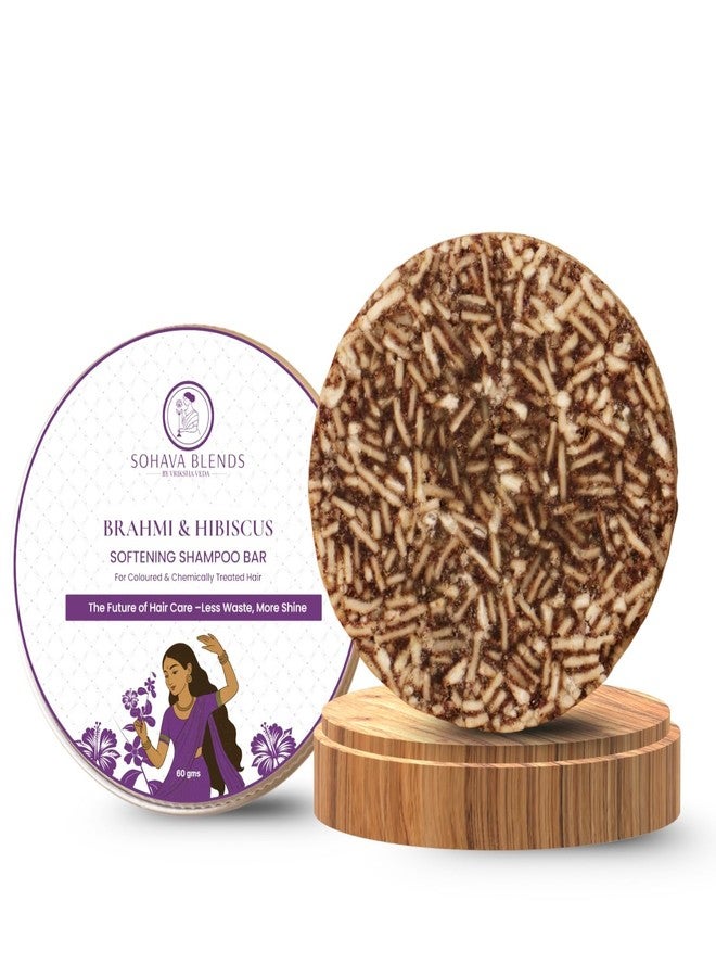 Vriksha Veda All-Natural Shampoo Bar for Dry & Frizzy Hair | Brahmi & Hibiscus | Sulphate-Free, Paraben-Free, Eco-Friendly, Plastic-Free, Sustainable Hair Care (60 gm) - Image 1