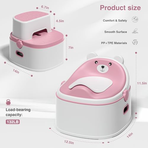 MoreFeel 3-in-1 Toddler Potty Training Toilet for Boys & Girls - Convertible Potty Chair with Step Stool for Toddlers 1-3, Anti-Slip Design Toddler Toilet Seat - Removable & Easy to Clean - Image 4
