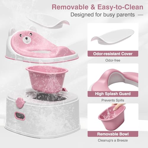 MoreFeel 3-in-1 Toddler Potty Training Toilet for Boys & Girls - Convertible Potty Chair with Step Stool for Toddlers 1-3, Anti-Slip Design Toddler Toilet Seat - Removable & Easy to Clean - Image 5
