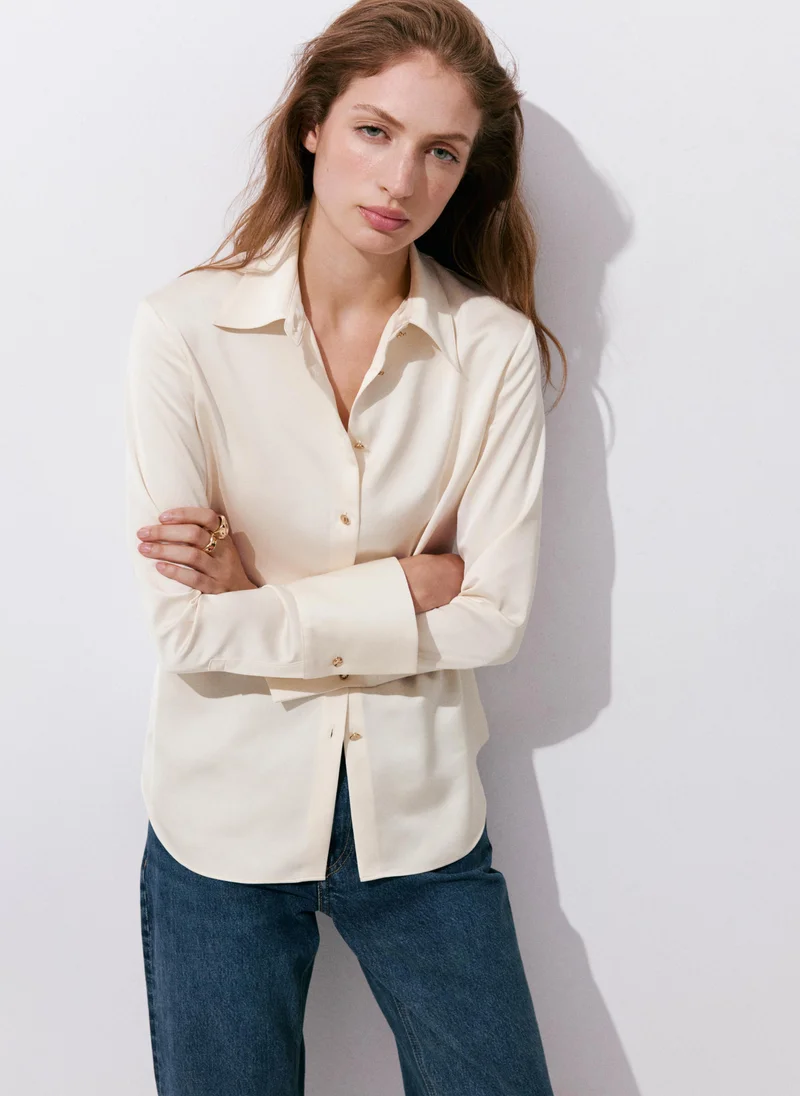 Mango Satin Finish Flowy Shirt