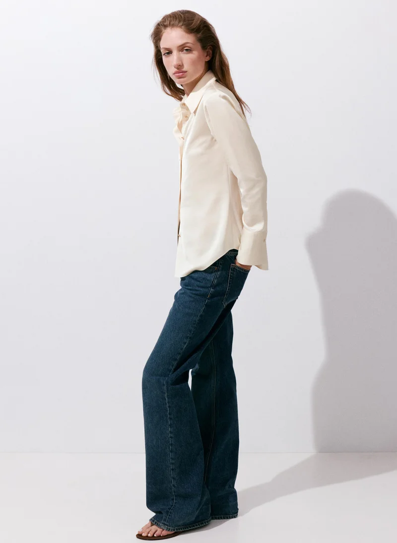 Mango 05-CRUDO Satin Finish Flowy Shirt for Women | Best Price UAE