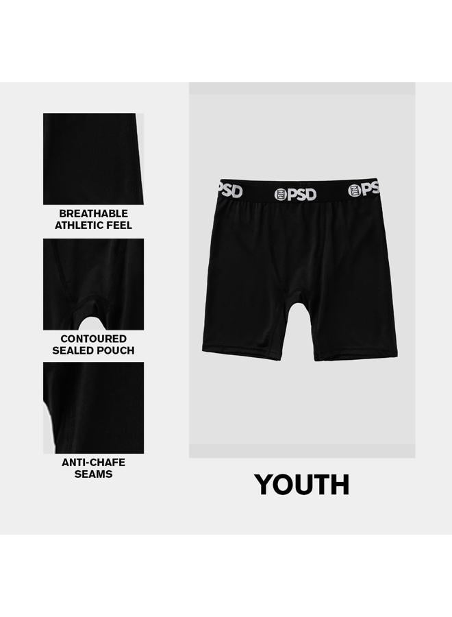 PSD Youth Boy's Basic Essentials Boxer Briefs - Breathable and Supportive Kids Underwear with Moisture-Wicking Fabric, Solids 3 Pack - Black, S - Image 5