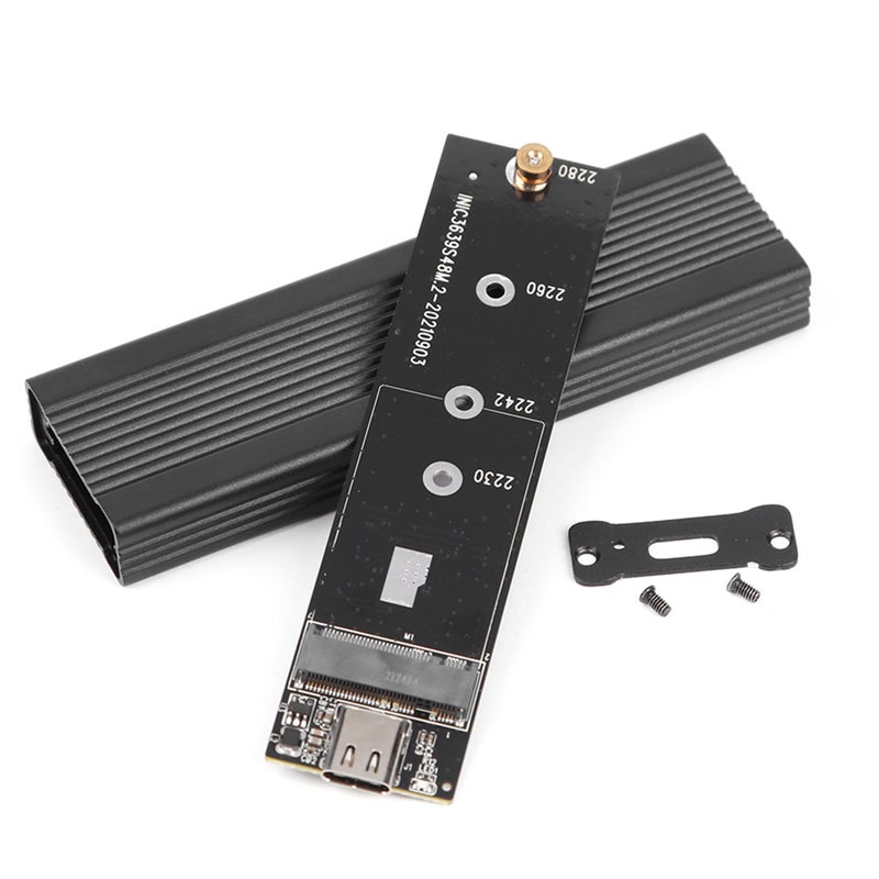 M.2 NVMe/SATA Dual Protocol Mobile Hard Disk Case USB3.1 Type-C External SSD Enclosure Aluminum Alloy Shell Black - Image 3