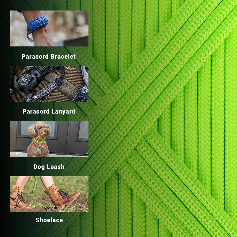 WEREWOLVES Paracord Rope, 7 Strand Type III Parachute Cord 4mm 100ft / 200ft for Crafting, DIY Projects, Survival Bracelets (Neon Green, 100 ft) - Image 3