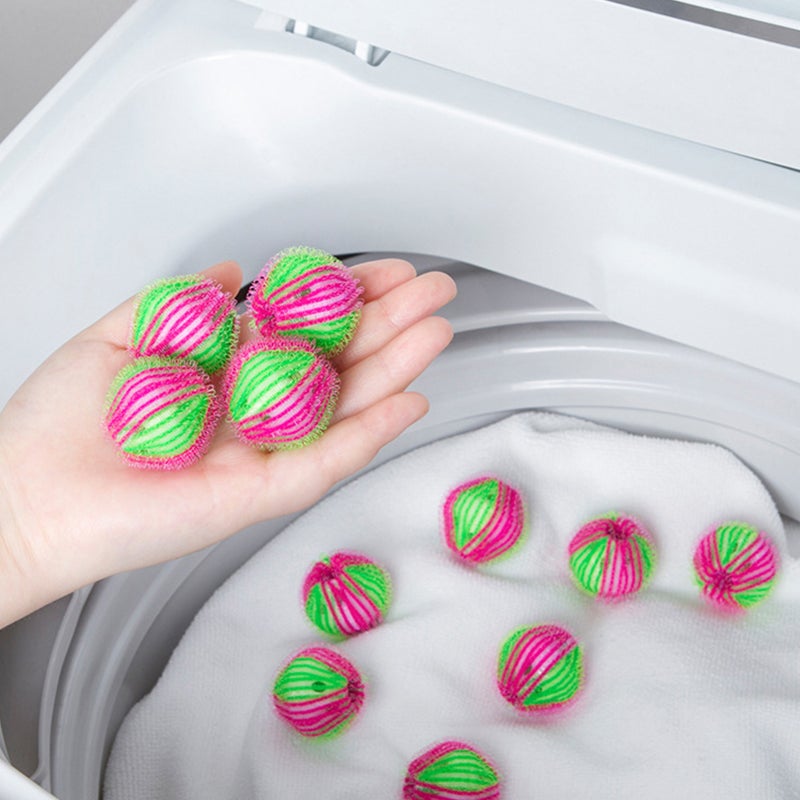 Laundry Lint Remover Balls 6 Pack Green & White Reusable Hair Catcher Balls - Durable Anti-Clog Washing Balls for Washer Dryer Daily Laundry Pet Hair Removal - Image 5