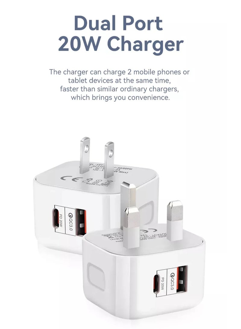 general For iPhone Charger Type C PD 20W Fast USB C Charger iPhone 15 Fast Charger Head Type-C Power Plug Universal Travel Adapter USB-C Plug for iPhone 15/15 Pro Max/15 Pro/15 Plus/14/13/12/11,etc White - Image 3