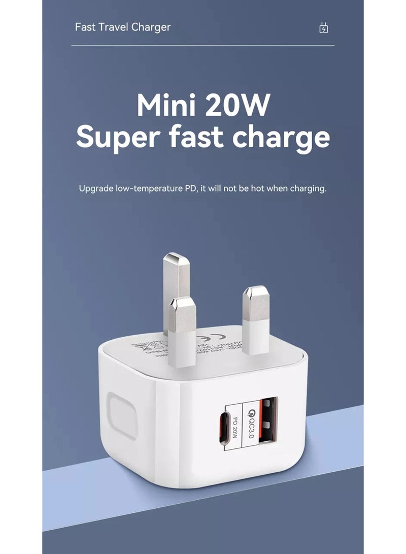 general For iPhone Charger Type C PD 20W Fast USB C Charger iPhone 15 Fast Charger Head Type-C Power Plug Universal Travel Adapter USB-C Plug for iPhone 15/15 Pro Max/15 Pro/15 Plus/14/13/12/11,etc White - Image 4