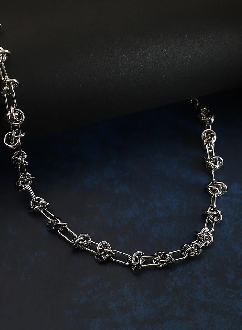 SOHI Women's Knot-Link Minimal Chain Necklace