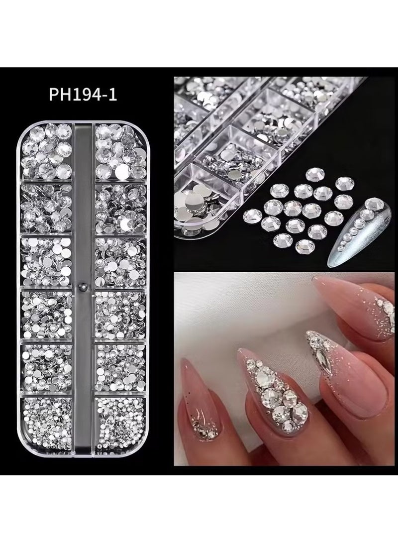 هتك کركس 12grids أحمر الأظافر الأحجار الكريمة Rhinestones 2/3/4/5mm مسطحة الظهر الأظافر الكريستال الماس SS6/10/16/20/30 مختلطة الزجاج الفاخر Rhinestones سحر - Image 5