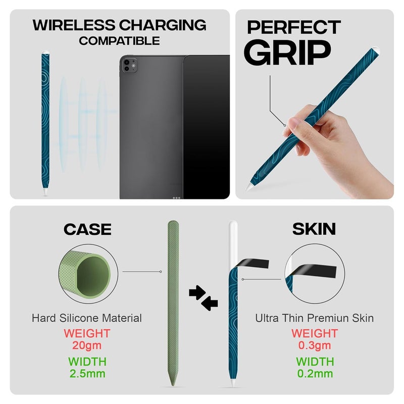 Capes ملصقات تغليف متوافقة مع قلم آيباد الجيل الثاني | تغليف فينيل 3M مقاوم للخدوش ودائم | ليس علبة | متوافق مع الشحن اللاسلكي | أكوا - Image 3